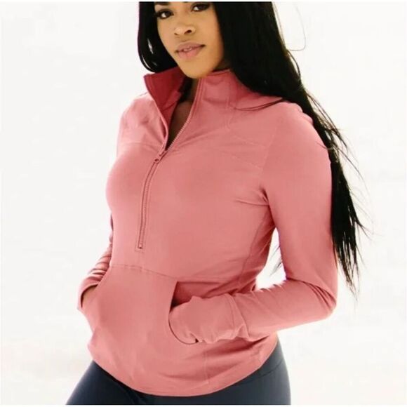 Zyia Active 1/2 Zip LongSleeve Pocket Pullover Salmon Pink Size Extra Large NWOT - Picture 1 of 7